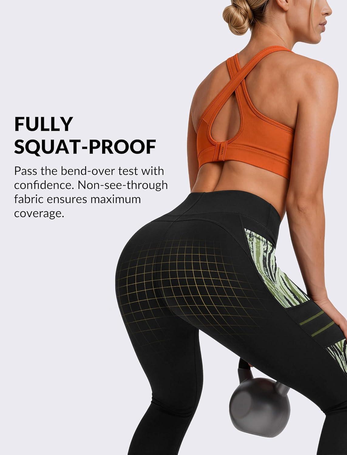 Yvette High Waisted Leggings for Women with Pockets – Tummy Control Yoga Pants, Printed Workout Leggings & Exercise Pants(Green Printed)