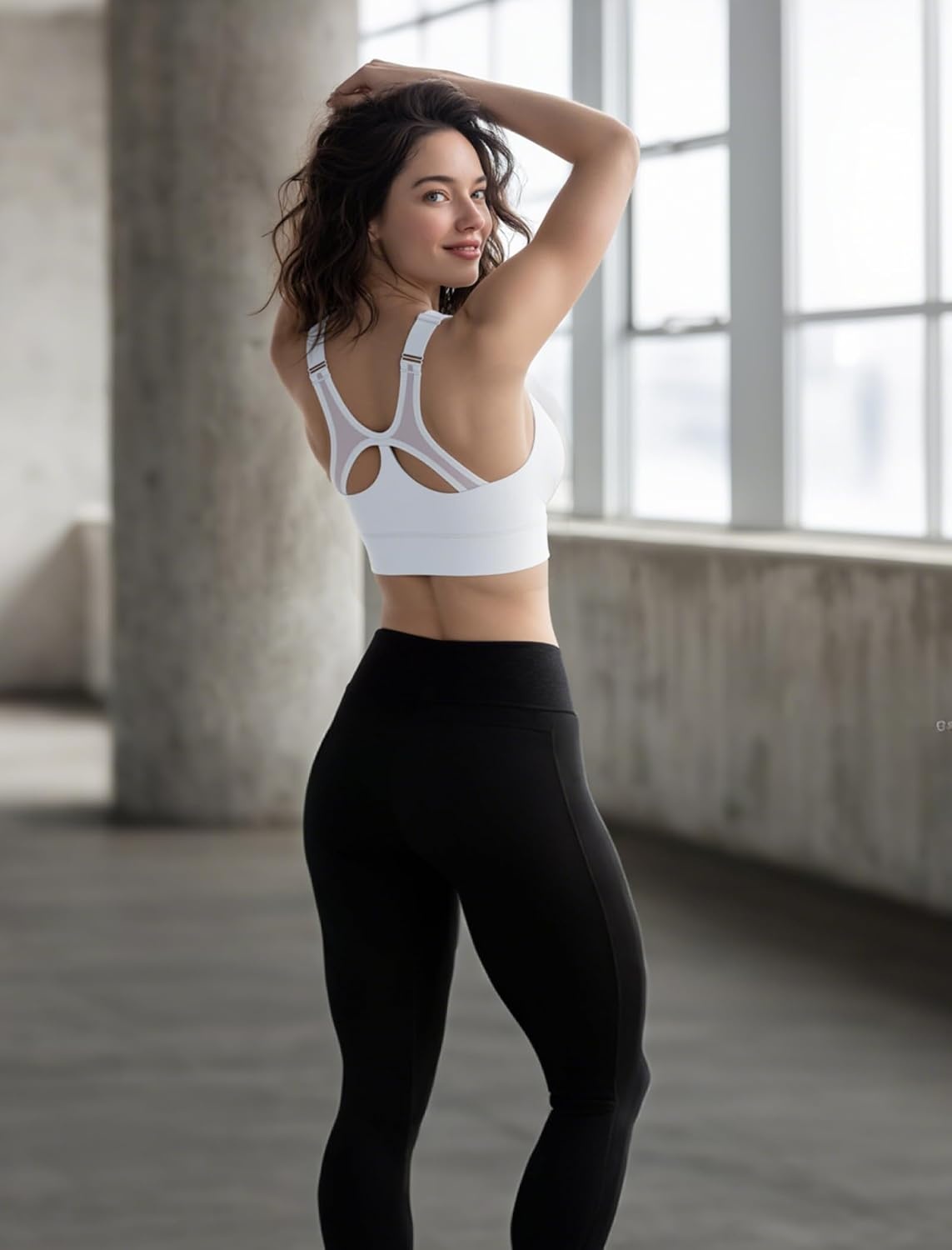 Yvette High Support Zip Sports Bra with Adjustable Straps | High Impact, Supportive, Front Zip, Large Breasts, Comfy, Wireless, Sewm-in Pads(White)