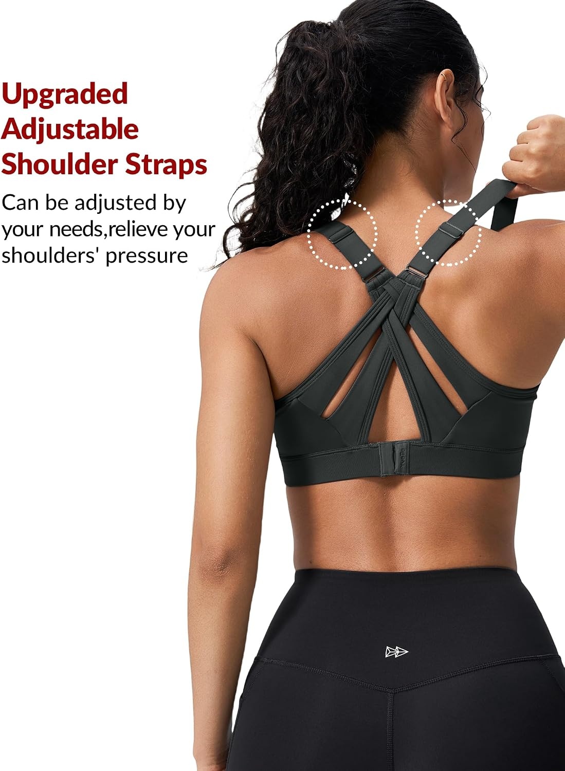 Yvette Women’s High Impact Sports Bra for Running | High Support, No Bounce, Large Bust, Pickleball, Gym Workout, Adjustable Straps, Crisscross Back, Wireless, Sewn in Pads(Blue Grey)