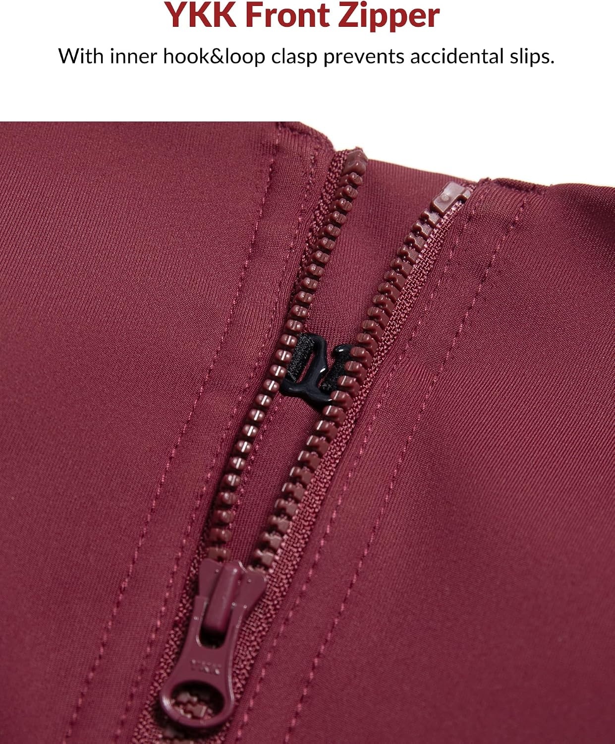 Yvette High Support Zip Sports Bra with Adjustable Straps | High Impact, Supportive, Front Zip, Large Breasts, Comfy, Wireless, Sewm-in Pads(Burgundy)
