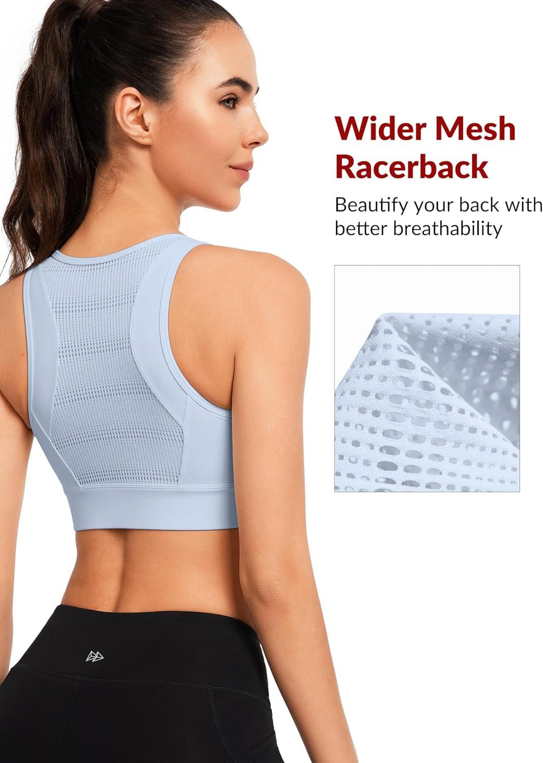 Yvette Front Closure Sports Bras for Women High Support Bust Supportive Sports Bra High Impact for Running(Blue)