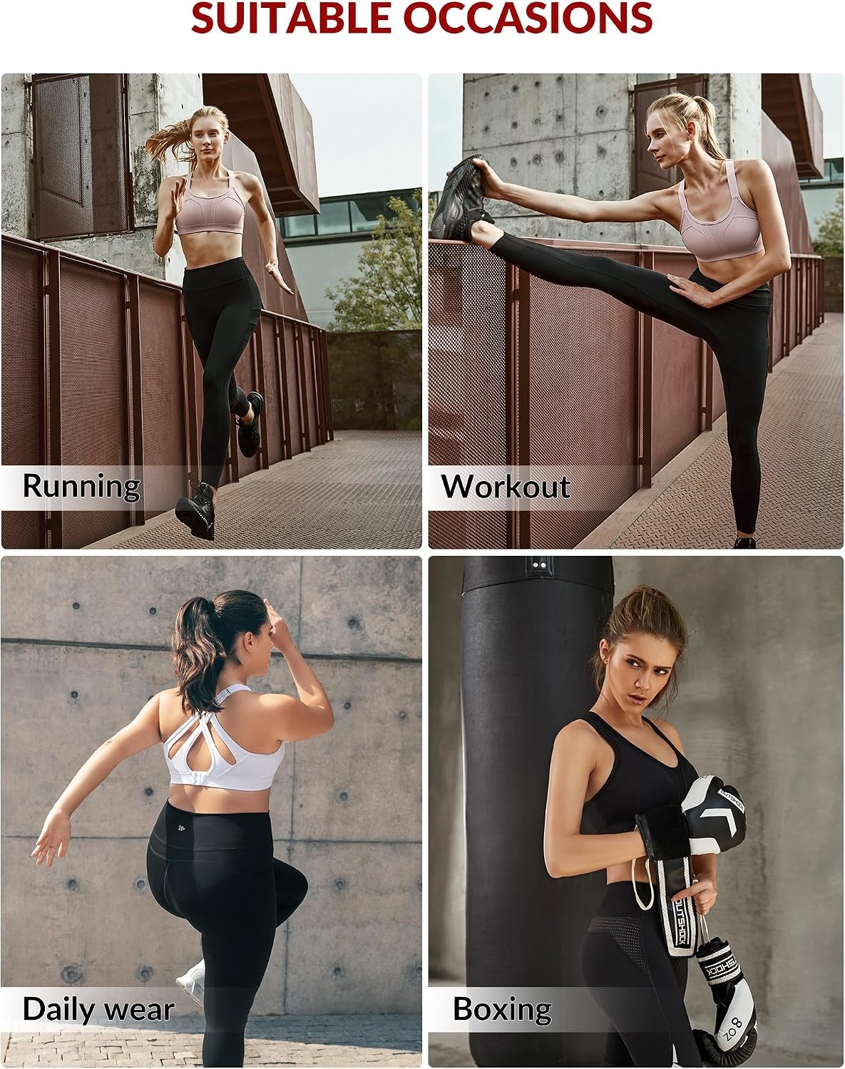 Yvette Women’s High Impact Sports Bra for Running | High Support, No Bounce, Large Bust, Pickleball, Gym Workout, Adjustable Straps, Crisscross Back, Wireless, Sewn in Pads(Navy)