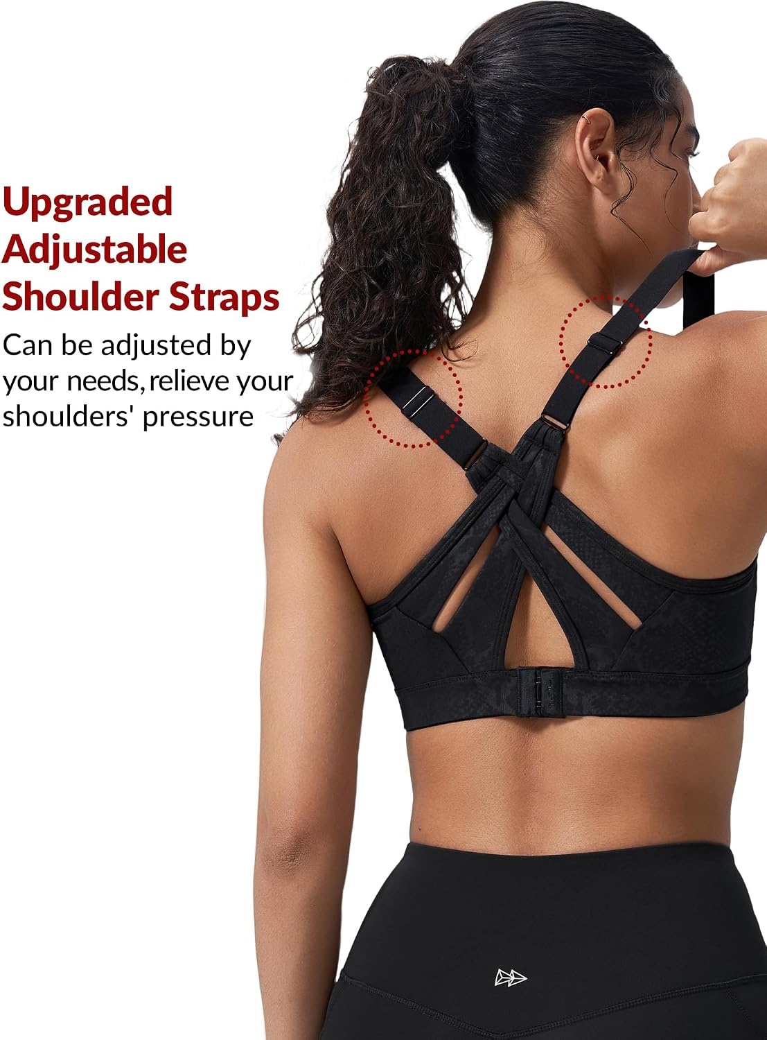 Yvette Women’s High Impact Sports Bra for Running | High Support, No Bounce, Large Bust, Pickleball, Gym Workout, Adjustable Straps, Crisscross Back, Wireless, Sewn in Pads(Black Printed)