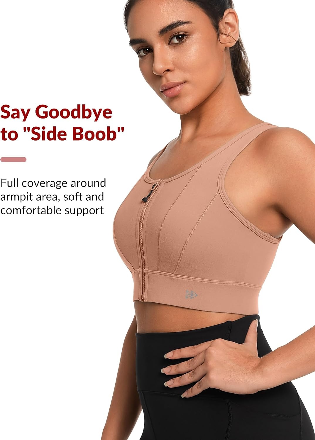 Yvette Front Closure High Impact Sports Bra for Women | Cup Sizes A to DDD Up to 5XL, Sewn in Pads, No Underwire, Breathable Fabric Moisture-Wicking, Easy on and off, Full Coverage(Coral Pink)