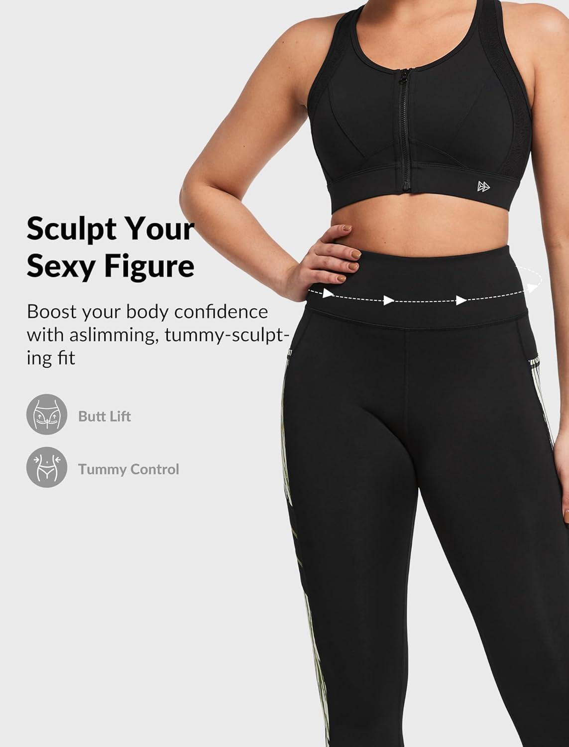 Yvette High Waisted Leggings for Women with Pockets – Tummy Control Yoga Pants, Printed Workout Leggings & Exercise Pants(Leopard Printed)