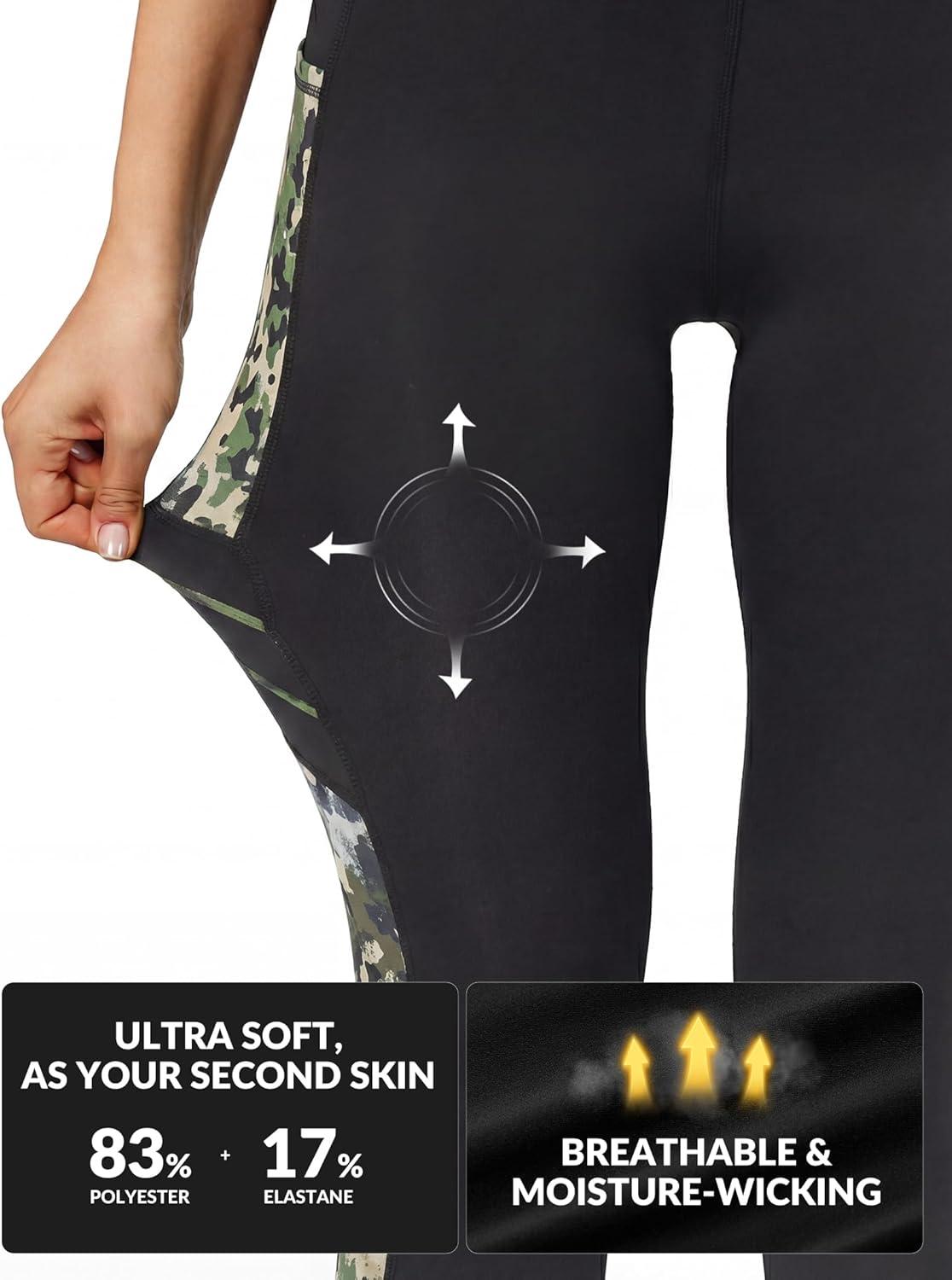 Yvette High Waisted Leggings for Women with Pockets – Tummy Control Yoga Pants, Printed Workout Leggings & Exercise Pants(Leopard Printed)