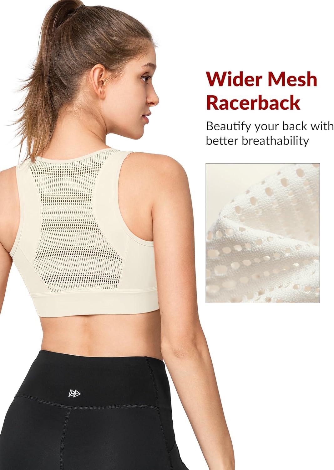 Yvette Front Closure Sports Bras for Women High Support Bust Supportive Sports Bra High Impact for Running(Ivory)