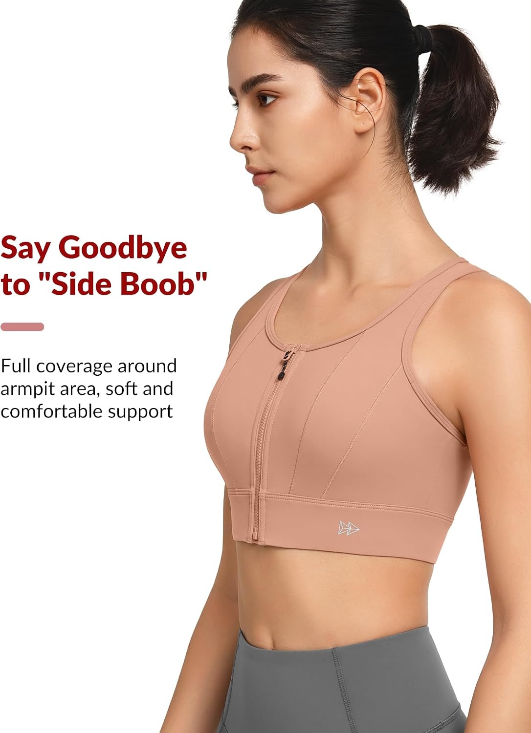 Yvette Front Closure High Impact Sports Bra for Women | Cup Sizes A to DDD Up to 5XL, Sewn in Pads, No Underwire, Breathable Fabric Moisture-Wicking, Easy on and off, Full Coverage(Pink)