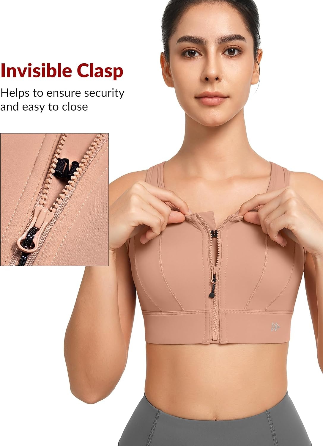 Yvette Front Closure High Impact Sports Bra for Women | Cup Sizes A to DDD Up to 5XL, Sewn in Pads, No Underwire, Breathable Fabric Moisture-Wicking, Easy on and off, Full Coverage(Pink)