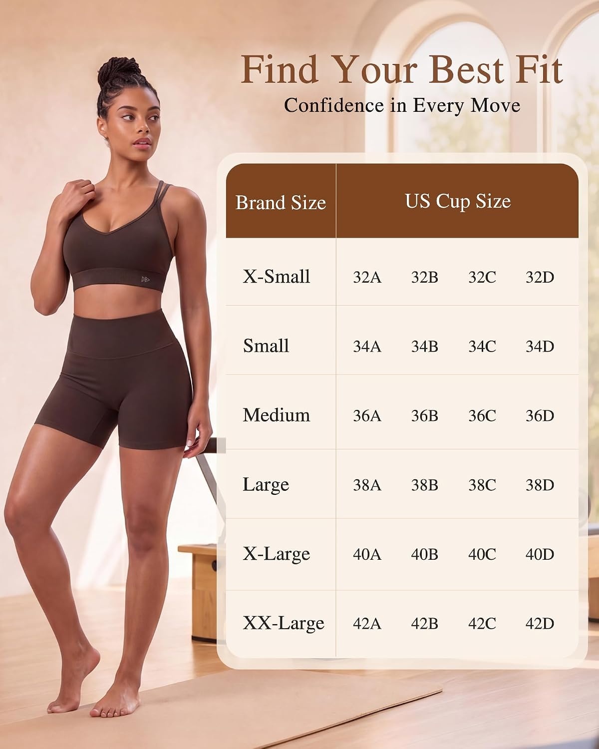 Yvette Yoga Bras Midium Support for Women Low Impact Spaghetti Strap Mesh Splicing Style for Yoga Pilates Walking Daily(Brown)
