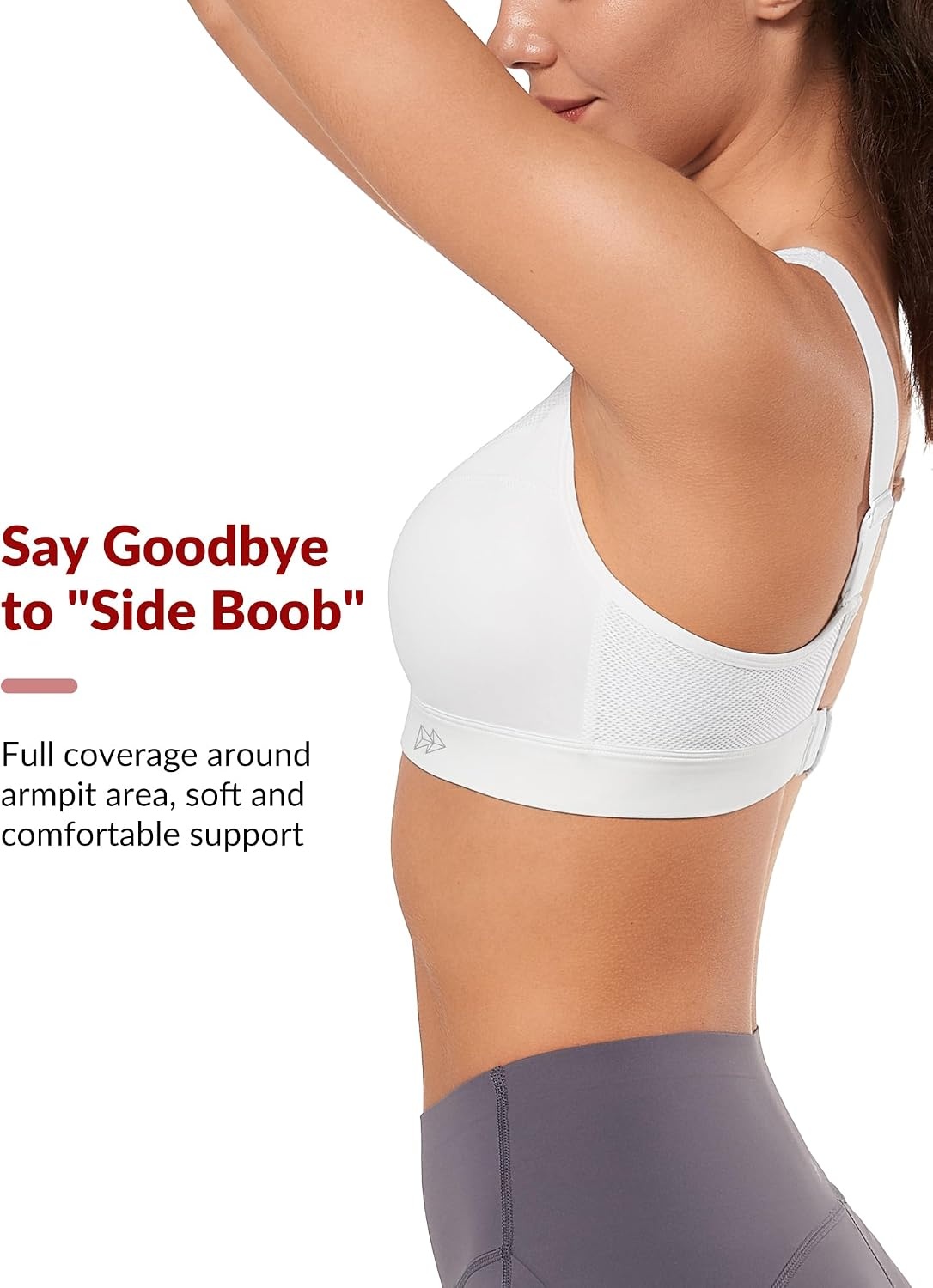 Yvette Adjustable Sports Bra High Support Sewn in Pads | High Impact with Back Hook Eye Closure,Non Removable Molded Cups,Full Coverage,Wireless,Supportive & Comfortable,Gym Workout(White)