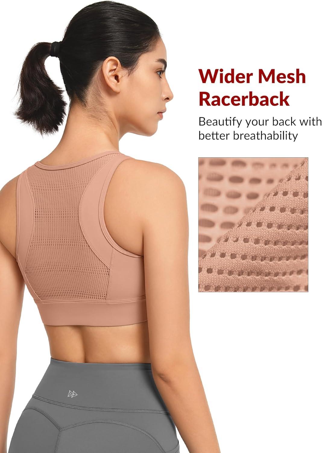 Yvette Front Closure Sports Bras for Women High Support Bust Supportive Sports Bra High Impact for Running(Pink)