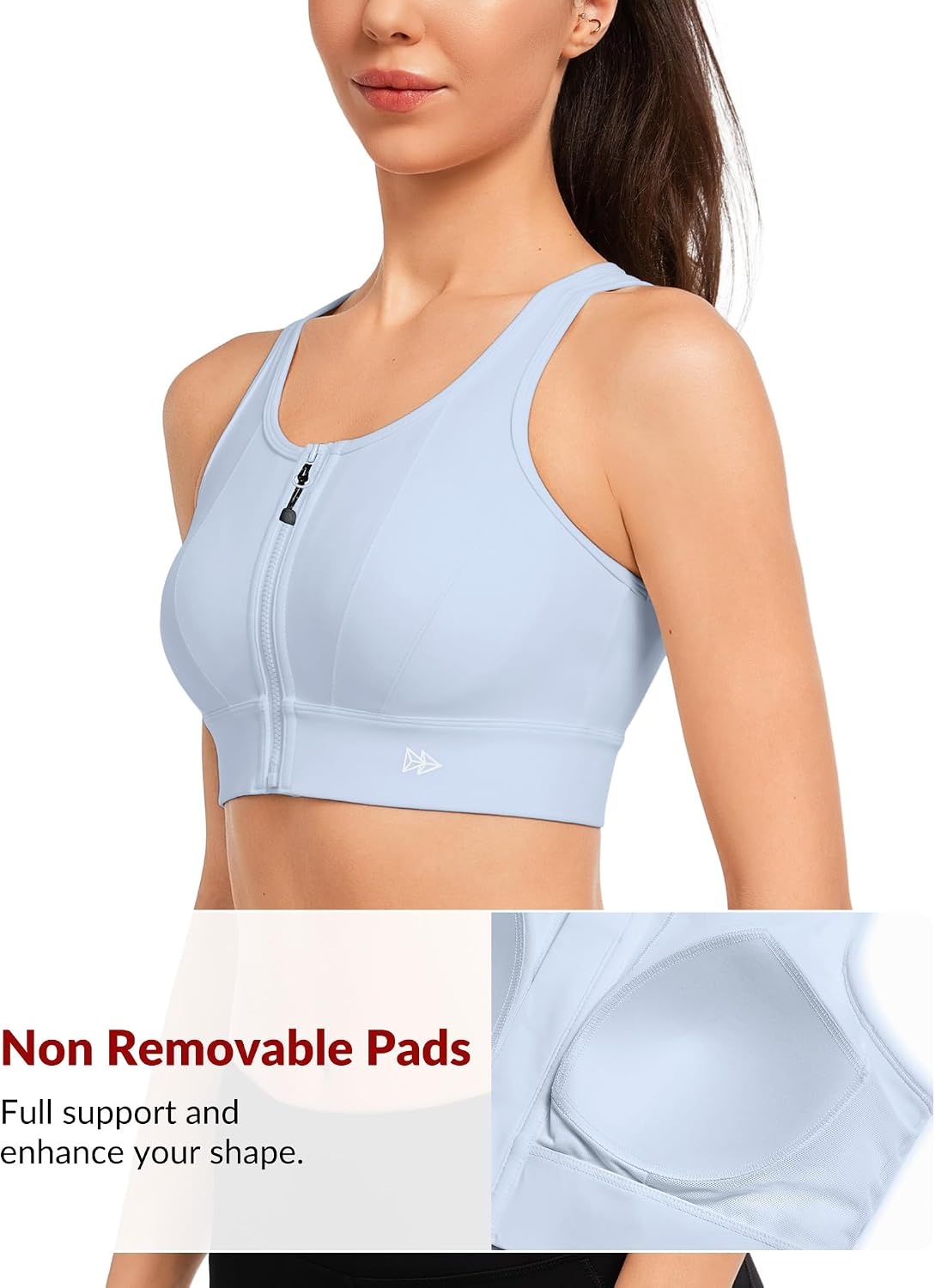 Yvette Front Closure High Impact Sports Bra for Women | Cup Sizes A to DDD Up to 5XL, Sewn in Pads, No Underwire, Breathable Fabric Moisture-Wicking, Easy on and off, Full Coverage(Blue)