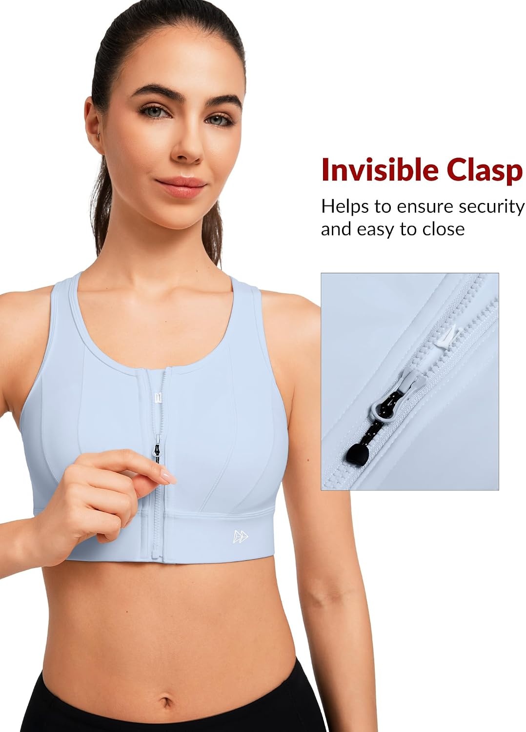 Yvette Front Closure High Impact Sports Bra for Women | Cup Sizes A to DDD Up to 5XL, Sewn in Pads, No Underwire, Breathable Fabric Moisture-Wicking, Easy on and off, Full Coverage(Blue)