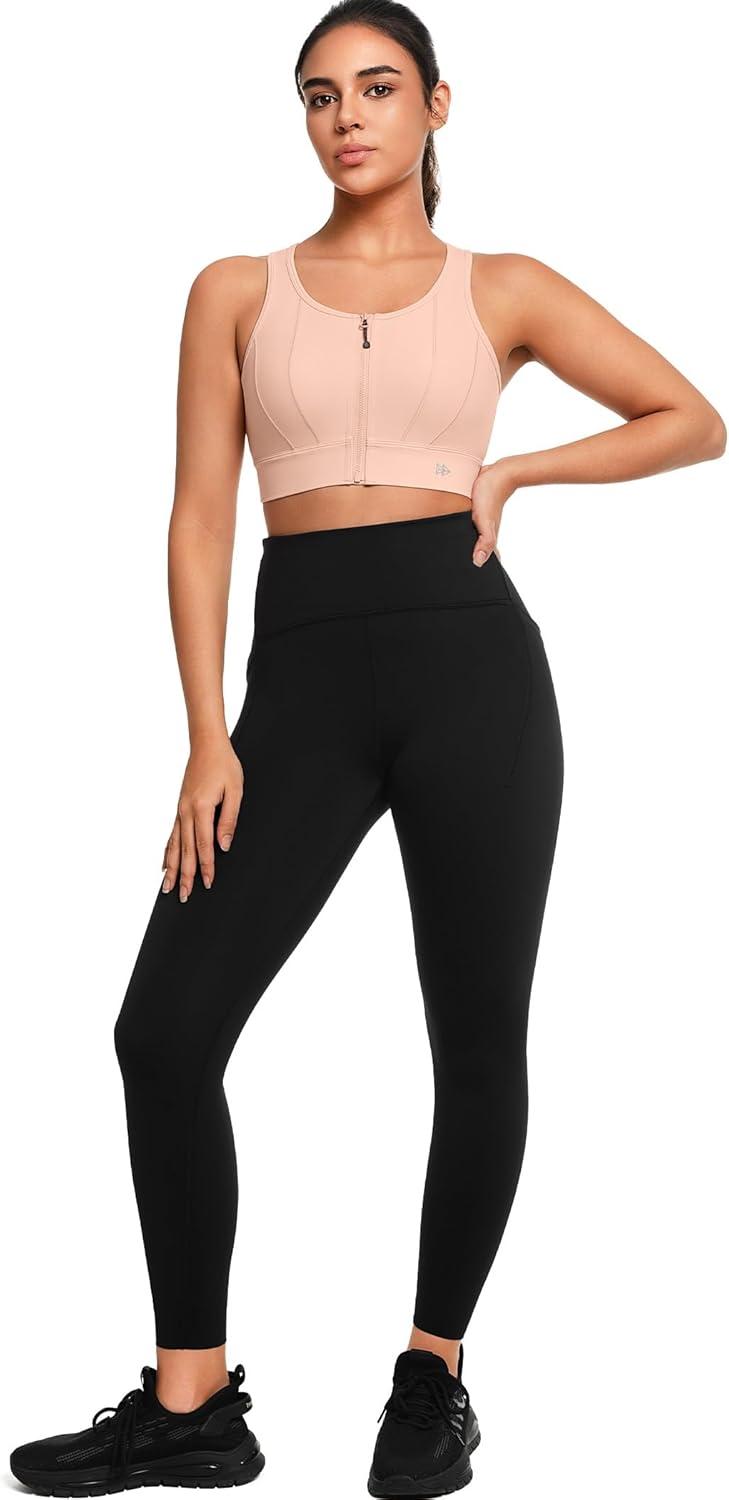 Yvette Front Closure Sports Bras for Women High Support Bust Supportive Sports Bra High Impact for Running(Pale Pink)