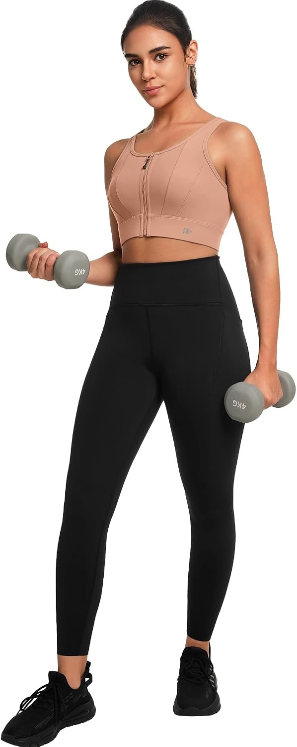 Yvette Front Closure Sports Bras for Women High Support Bust Supportive Sports Bra High Impact for Running(Coral Pink)