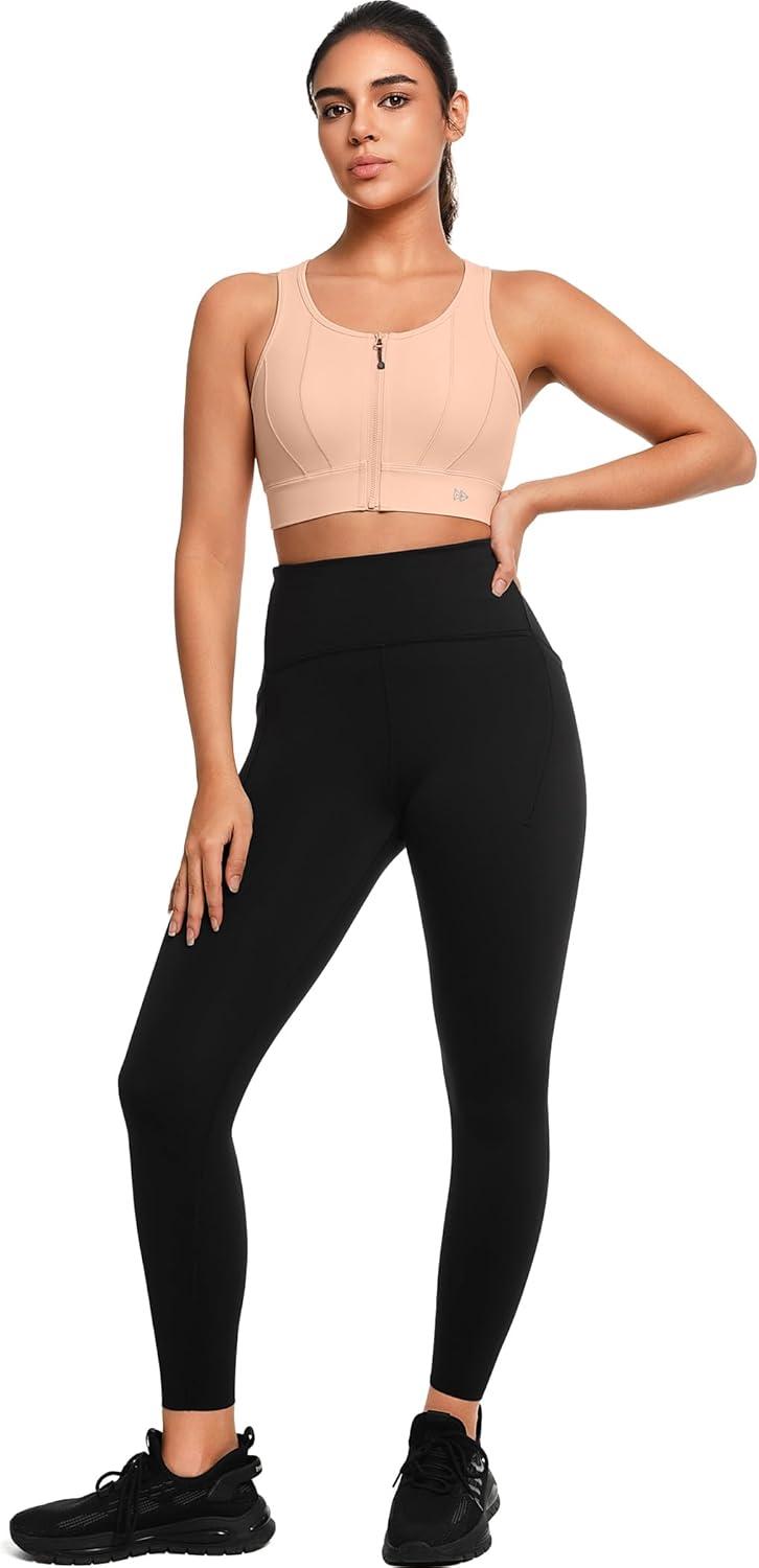 Yvette Front Closure Sports Bras for Women High Support Large Bust Supportive Sports Bra High Impact for Running(Pastel Pink)